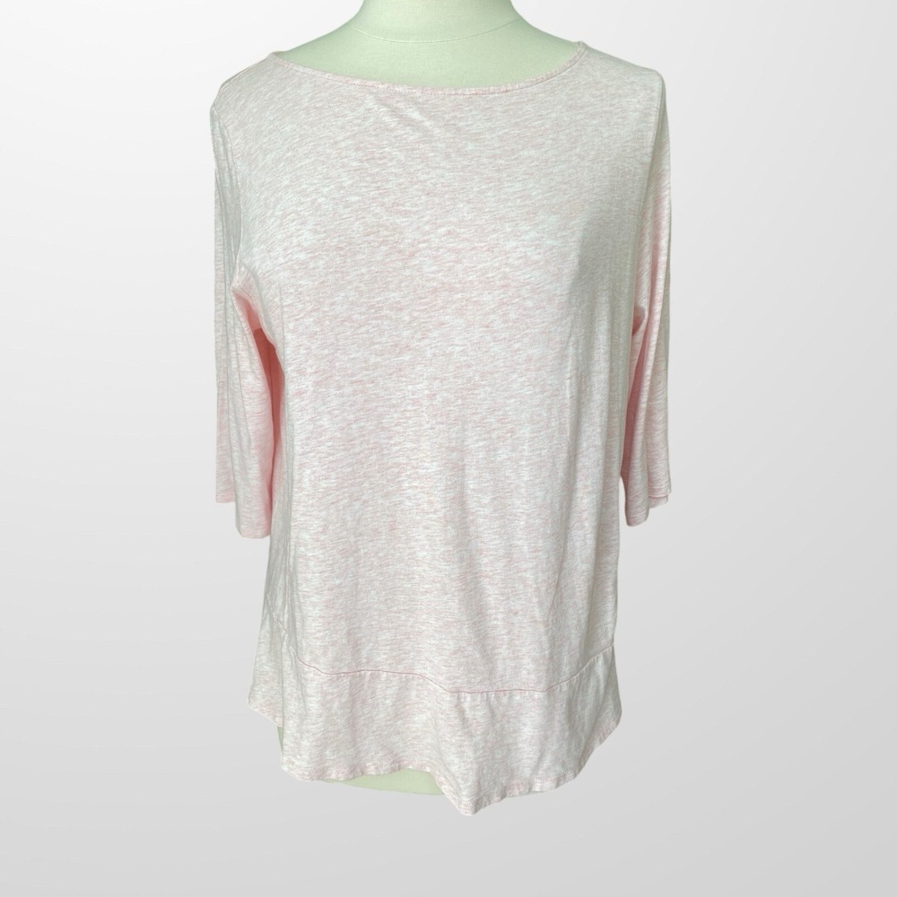 Pure Jill Women's Size Large Top Shirt Pink 3/4 Sleeve Scoop Neck Soft Stretchy